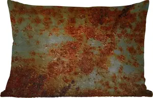 Подушка для улицы - Сталь - Ржавчина - Винтаж - 50x30 см - Устойчива к атмосферным воздействиям - Подушка для отдыха - Подушка для дивана - Украшение для гостиной MuchoWow