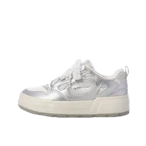 JimiXiong Женские лоу-топ скейтборд кроссовки серебристые, цвет Silver