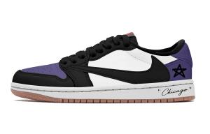 Jordan Трэвис Скотт X Air 1 винтажные баскетбольные кроссовки унисекс лоу-топ Purple