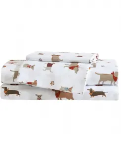 Комплект постельного белья Buddy And Friends из микрофибры, 4 предмета, размер Full Eddie Bauer, белый/красный/бежевый