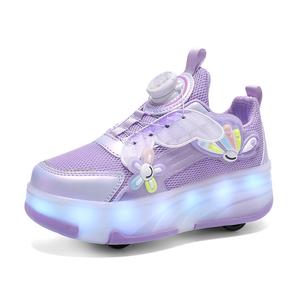 Износостойкая, легкая, амортизирующая, дышащая, нескользящая, детская обувь для подростков Wooden Rabbit, фиолетовый