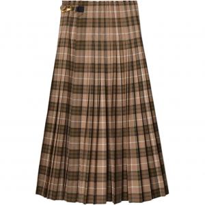 Клетчатая плиссированная длинная юбка Burberry, хаки