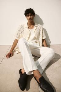 Повседневная рубашка, связанная крючком, стандартного кроя H&M, бежевый