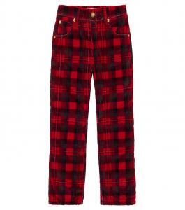 Клетчатые хлопковые брюки ERL Kids, красный