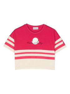 Moncler Enfant футболка с вышитой надписью, розовый