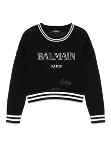 Balmain Kids свитер с вышитым логотипом, черный