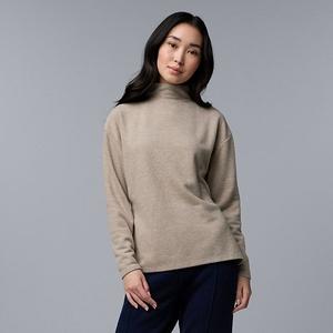 Женский водолазный топ с длинным рукавом Simply Vera Vera Wang, Soft Coffee Heather