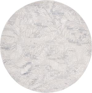 Ковер SAFAVIEH, 183 x 183 см, Glamour Collection — круглый, серый и айвори, ручной работы, современный ботанический, смесовая вискоза, подходит для помещений с высокой проходимостью в гостиной, спальне (GLM539F)