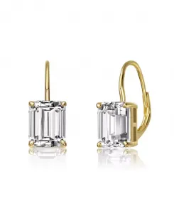 Серьги с застежкой-русалкой из стерлингового серебра 14 карат, покрытые золотом с прозрачными кубическими цирконами Genevive, gold