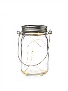 Marelida Светодиодный солнечный стеклянный ветрозащитный светильник в банке Mason Jar, высота: 13 см, прозрачный
