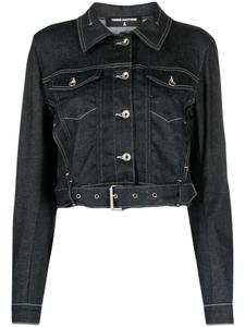 Patrizia Pepe укороченная джинсовая куртка с контрастной строчкой, синий