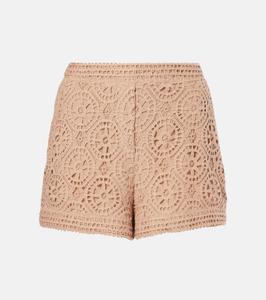 Шорты из хлопковой смеси в технике макраме Elie Saab, коричневый