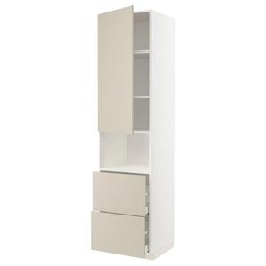 Hi cab f micro w дверь/2 ящика METOD/MAXIMERA IKEA, 60x60x240 см, цвет white/havstorp beige