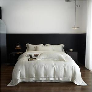 YUSIWOAL Комплект постельного белья 800TC летний мягкий шелковистый с ажурным кружевом и широкой боковой стороной Blue