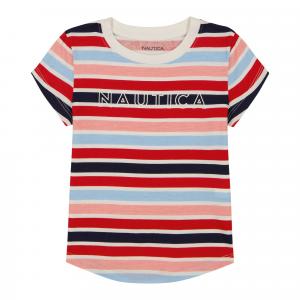 Полосатая футболка Nautica для девочек, серый