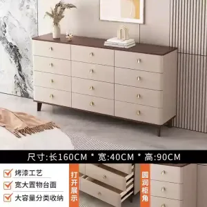 Yu Senyi Комод 40х160х96 см для спальни и гостиной из массива дерева с лаковым покрытием, 12 ящиков, доставка и сборка включены