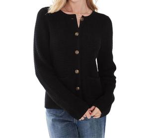 Черный кардиган с вязкой "коса" FDJ