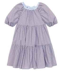 Платье из хлопкового набивного рисунка Il Gufo, светло-синий