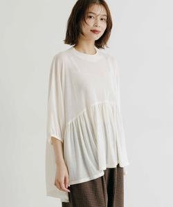 Футболка с рукавами «летучая мышь» со сборками Studio CLIP, цвет слоновая кость