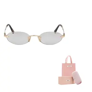 MIU MIU Солнцезащитные очки овальной формы Eyewear Oval Frame, Gold