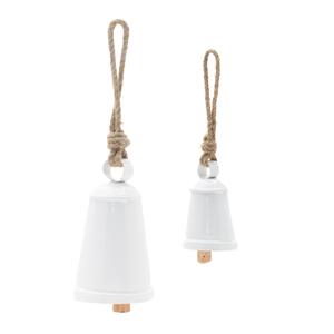 Елочная игрушка Melrose International Rustic Металлический колокольчик, 8 штук, белый / бежевый