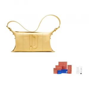 PECO Кожаная спортивная сумка через плечо унисекс среднего размера с вместительным отделением, Egg Yellow (Tree Bark Texture)