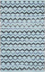 Ковер SAFAVIEH, 77 x 122 см, Montauk Collection, Turquoise & Blue & Black, ручное плетение, хлопок, идеально для помещений с высокой проходимостью: прихожая, гостиная, спальня (MTK120K)