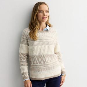 Женский уютный свитер с узором fair isle и косой Croft & Barrow, Tan Fancy Fairisle