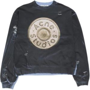 Толстовка с логотипом и эффектом потертости Acne Studios, серый