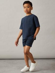 Шорты Perry Cotton London Palm Washed Reiss, Washed Navy