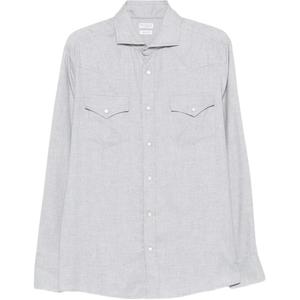 Длинная рубашка с двумя карманами Brunello Cucinelli, серый