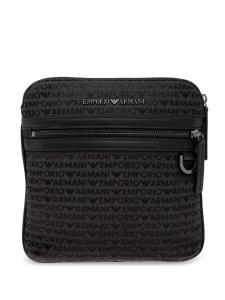 Сумка-мессенджер Emporio Armani с надписью по всей поверхности, серый