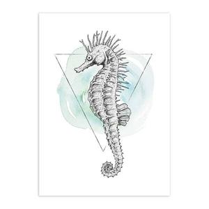 Фреска Komar Sea Horse, 50x70x0,1 см цвет schwarz/weiß/grüm/blau