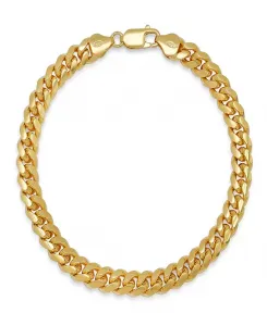 Браслет-Цепочка унисекс из стерлингового серебра с кубинскими звеньями Steeltime, gold