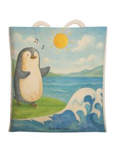 Mr. & Mrs. Panda Сумка-шоппер с изображением пингвина-серфера, без слогана, белого цвета