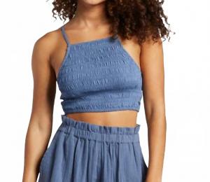 Свободный кроп-топ в бижу-блю Roxy, синий