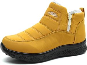 Женские утепленные снежные ботинки до щиколотки с меховой подкладкой, водонепроницаемые ботинки на одну ногу, удобные и не скользящие Generic, Yellow
