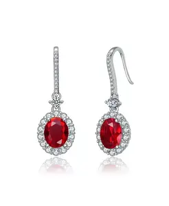 Серьги-Крючки с покрытием из белого золота и цветными кубическими цирконами Rachel Glauber, red