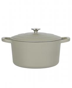 Круглая чугунная кастрюля Crock-Pot Artisan объемом 5 кварт (5 литров) - матовый пыльно-розовый цвет Crock Pot, матовый серо-зеленый