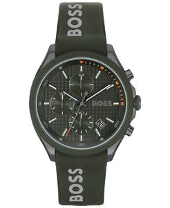Мужские кварцевые модные часы с хронографом, зеленый силиконовый ремешок, 44 мм BOSS