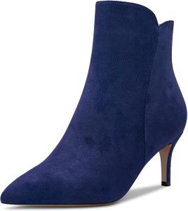 Женские ботильоны Aachcol, короткие, закрытые, с заостренным носком, на стойком каблуке средней высоты, из замши с молнией, каблук 2,5 дюйма, Navy Blue