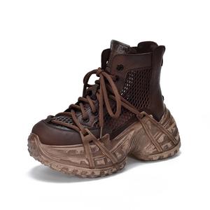 Женские повседневные кроссовки mid top с амортизацией, износостойкие, на платформе VAEL, Coffee