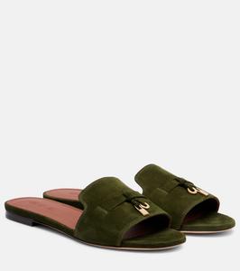 Замшевые шлепанцы Summer Charms Loro Piana, Ribbon Green