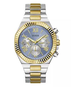 Мужские аналоговые двухцветные часы из 100% стали, 44 мм GUESS, серебро