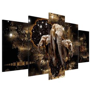 Картина из акрилового стекла Artgeist Brown Elephants, 50 см, черный/золотой