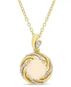 Ожерелье длиной 18 дюймов с опалом (1-1/4 карата tw), белым топазом (1/6 карата tw) и бриллиантовым акцентом в форме завитка, выполненное из 18-каратного золота на стерлинговом серебре. Macy'S, yellow