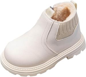 Зимние ботинки для походов Snow с утеплителем из флиса, сохраняющие тепло, с боковой молнией, массивной подошвой для зимы, для активного отдыха на улице Generic, White