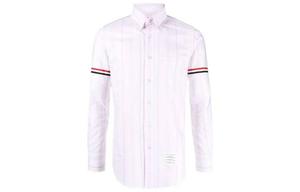 Футболка с вертикальной полосатой кнопкой THOM BROWNE, белая