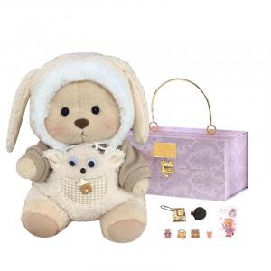 Плюшевая мишка Teddy Joint маленькая милая кукла Dolls and bears dance, Qian Duoduo Three-Piece Set+Premium Box+Stickers+Greeting Card+Mini Planner