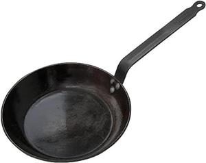 Сковорода De Buyer “Carbone Plus”, круглая, форма Lyoness, с плоской ручкой на заклепках, сталь, черная, 20 см